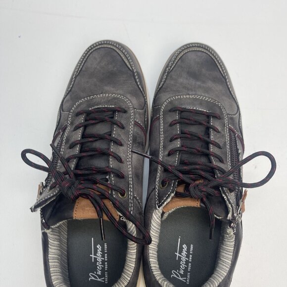 Riverstone Grey Gun smoke Leather Dress Shoes Zipper / Lace Preppy Men Sz 9 US - Picture 12 of 13